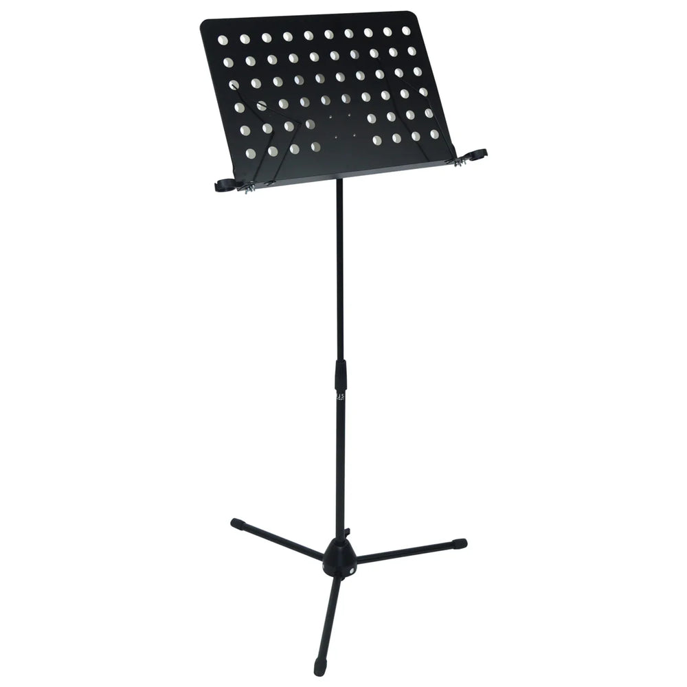 NJS Black Conductors and Sheet Music Stand With Twin Microphone Holders