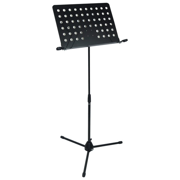 NJS Black Conductors and Sheet Music Stand With Twin Microphone Holders