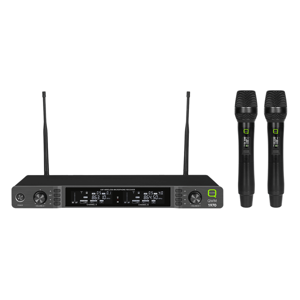 Q-Audio QWM 1970 HH UHF Dual Channel Diversity Handheld Wireless System (606-614Mhz)