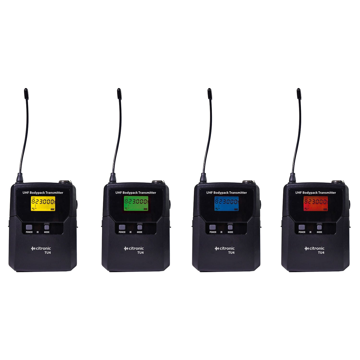 Citronic TU4 Quad PLL Wireless Microphone Set 4 x Bodypack Transmitters