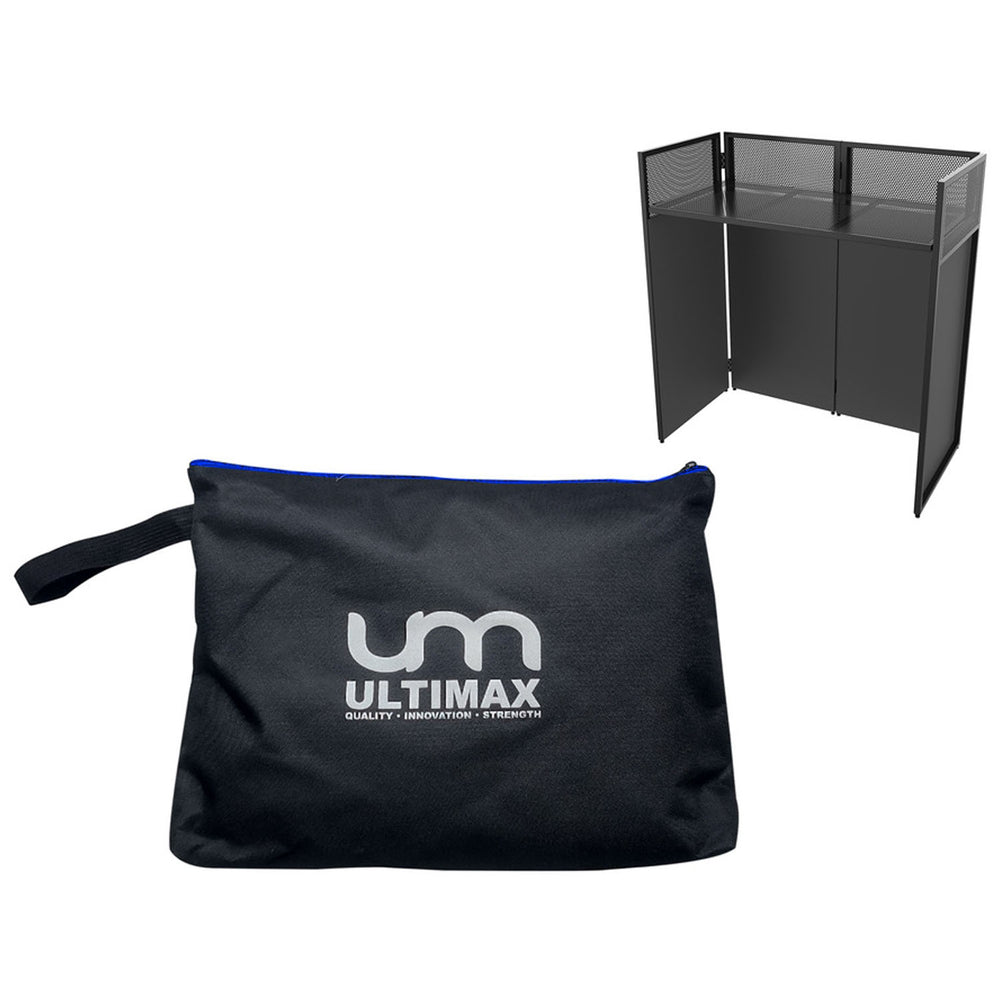"Ultimax Black DJ Combi Booth Lycra Cover with Carry Bag – professional stretch-fit booth cover"