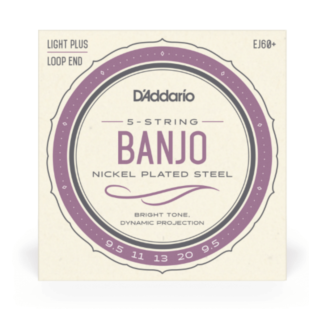 D'Addario EJ60+ nickel light plus banjo guitar strings 9.5-20