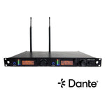 JTS UF-20DA UHF Dual Channel Wideband True Diversity Wireless Receiver c/w DANTE