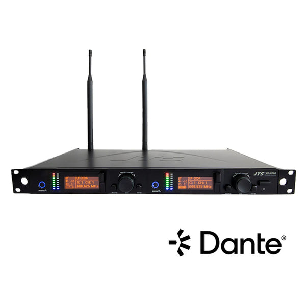 JTS UF - 20DA UHF Dual Channel Wideband True Diversity Wireless Receiver c/w DANTE