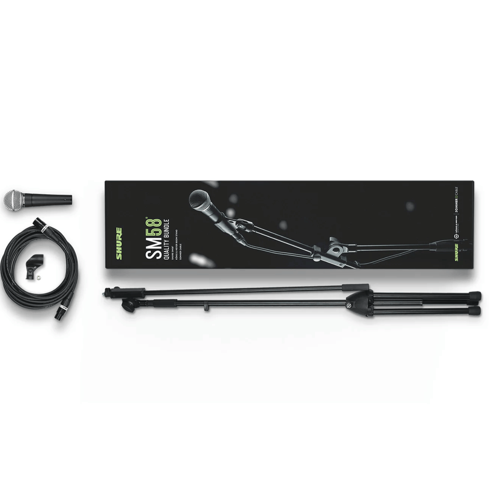 Shure SM58 microphone bundle with K&M stand and 6m XLR cable