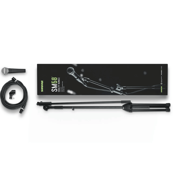 Shure SM58 microphone bundle with K&M stand and 6m XLR cable