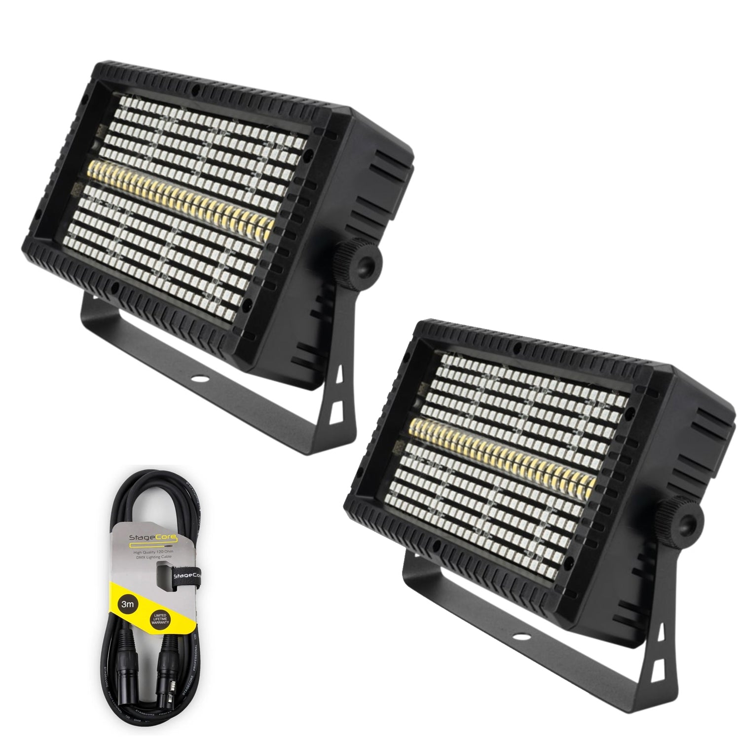 2 x Flash Strobe LED 40 Mini RGB 336 SMD Panel With DMX Cable