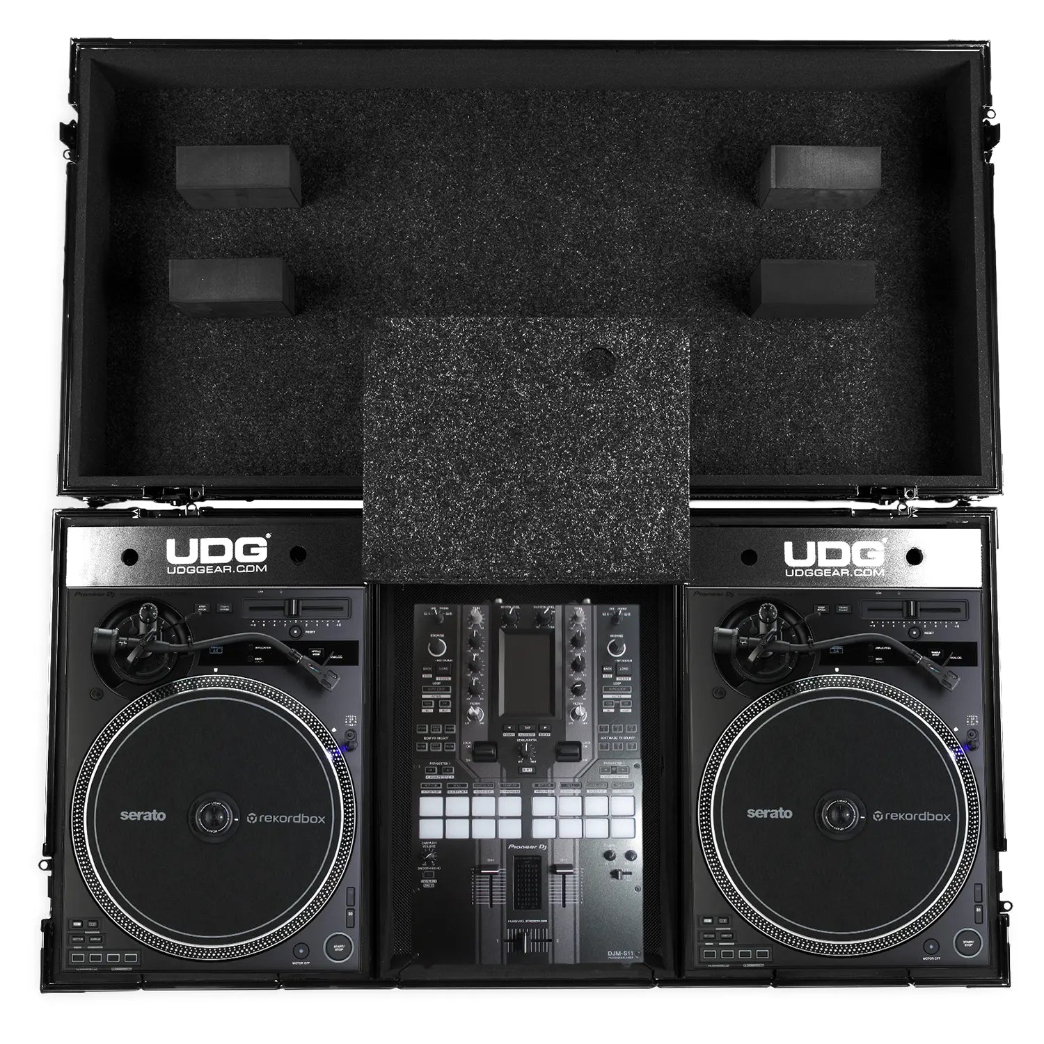 UDG FlightCase Set Pioneer PLX-CRSS12 & 10"/12" Mixer Blk Plus (Laptop & Wheels)