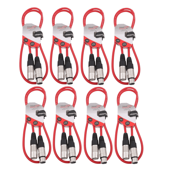 8 x Stagecore 1m Red XLR Microphone Cable
