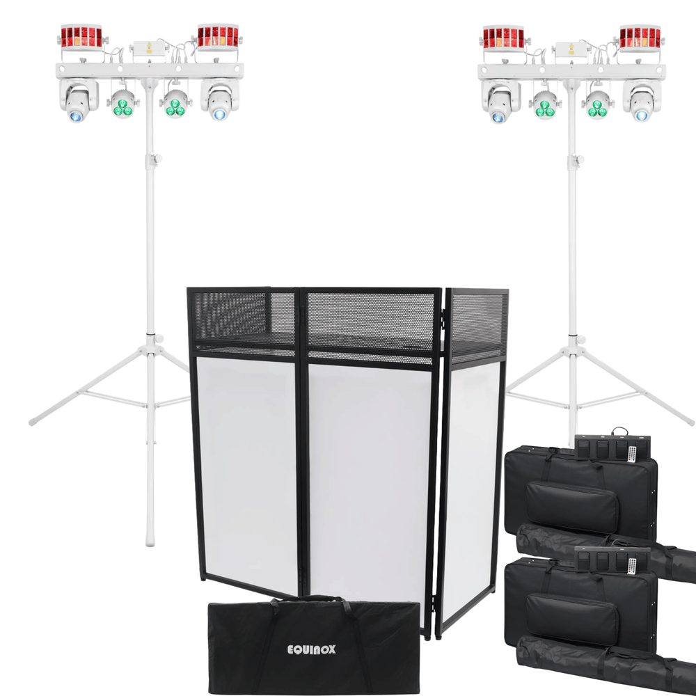 2 x Equinox White Gigabar FX1 5-in-1 LED Light Bar System with Combi DJ Booth