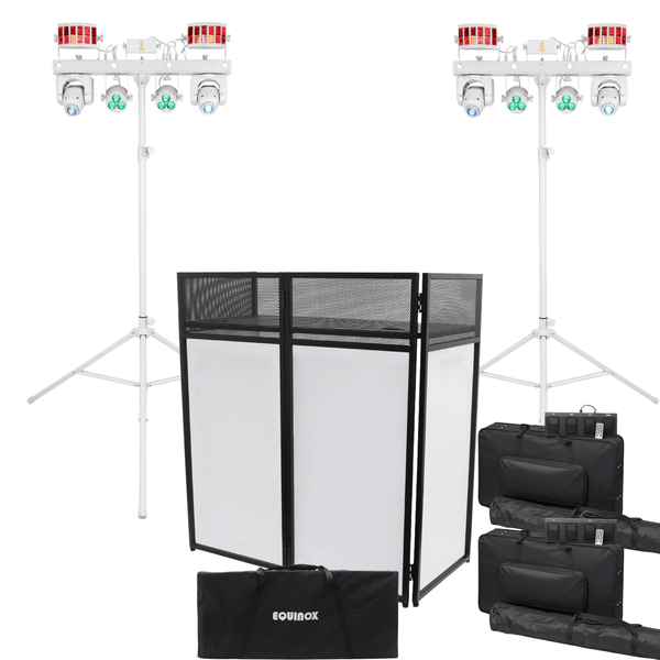 2 x Equinox White Gigabar FX1 5-in-1 LED Light Bar System with Combi DJ Booth