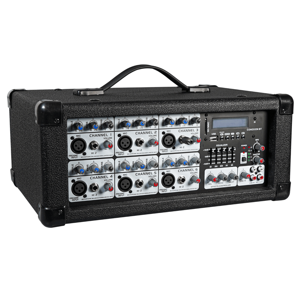 Soundlab 120W 6-Channel Powered Mixer Amplifier
