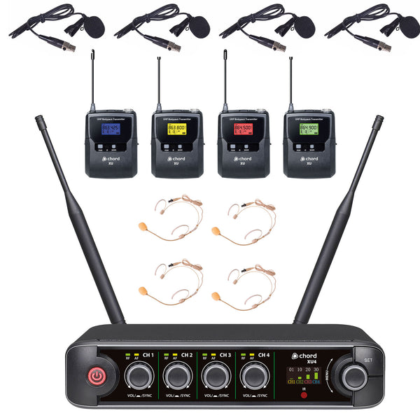 Chord XU4 Quad Bodypack UHF Wireless Microphone System