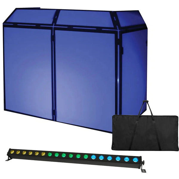 Ultimax DJ Booth Pro DJ Booth with Equinox FX Bar 18 Uplighter Batten