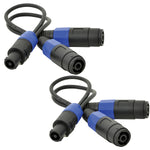 “QTX Speakon speaker cable splitter 2-way 0.3m”
