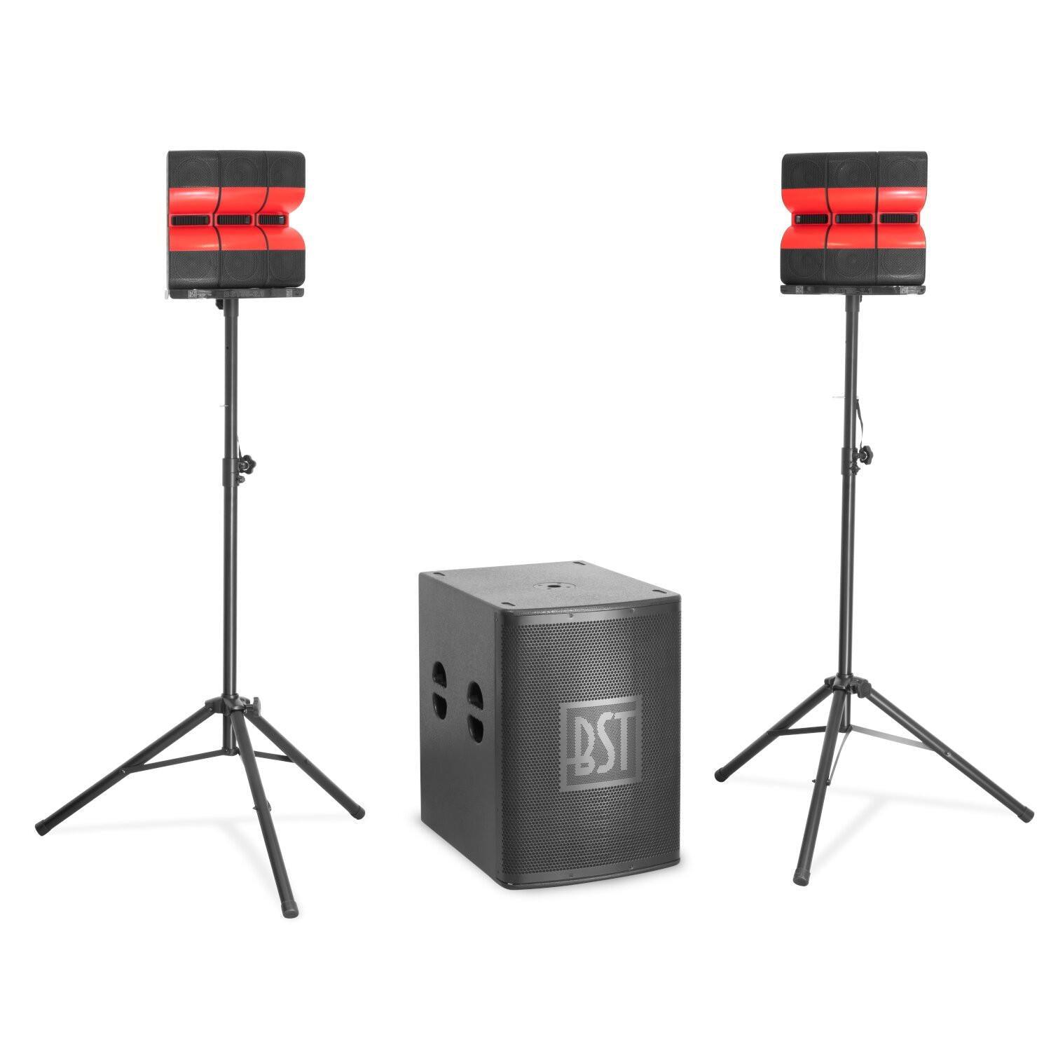 BST BST55-2.1 Active 2.1 Sound System 18" Sub + 2 Saterlitte Boxes with Stands - DY Pro Audio