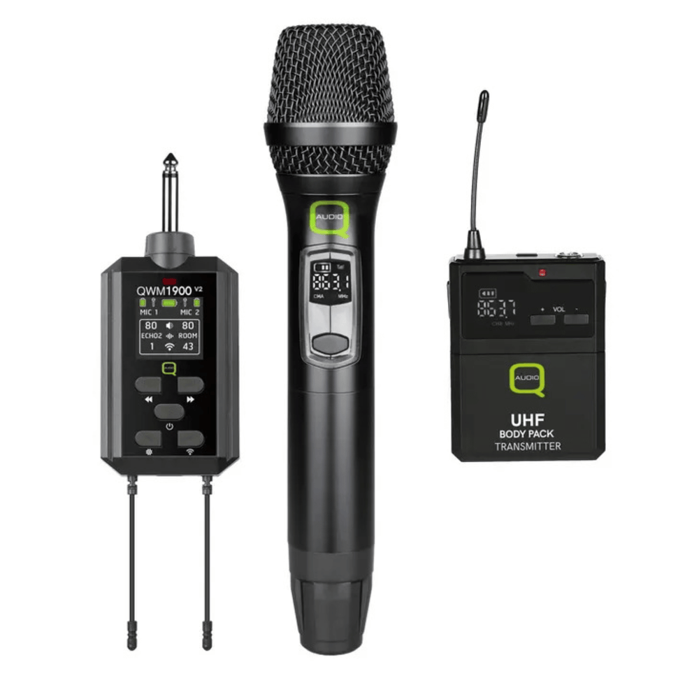 Q-Audio QWM 1900 V2 HH Dual Handheld Beltpack Wireless System