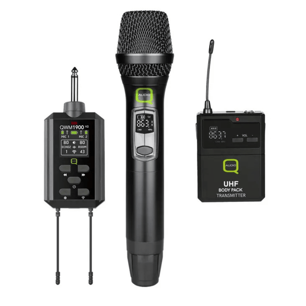 Q-Audio QWM 1900 V2 HH Dual Handheld Beltpack Wireless System