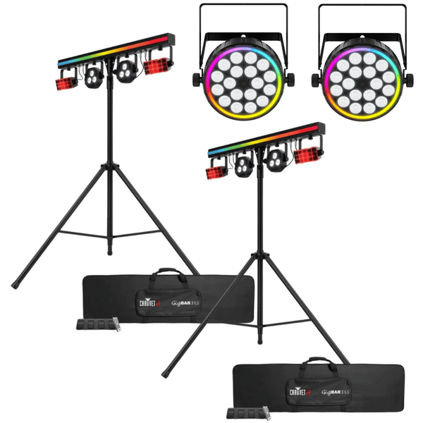2 X Chauvet DJ GigBar 3 ILS 3-in-1 Lighting System With FX Par 6 Par Cans