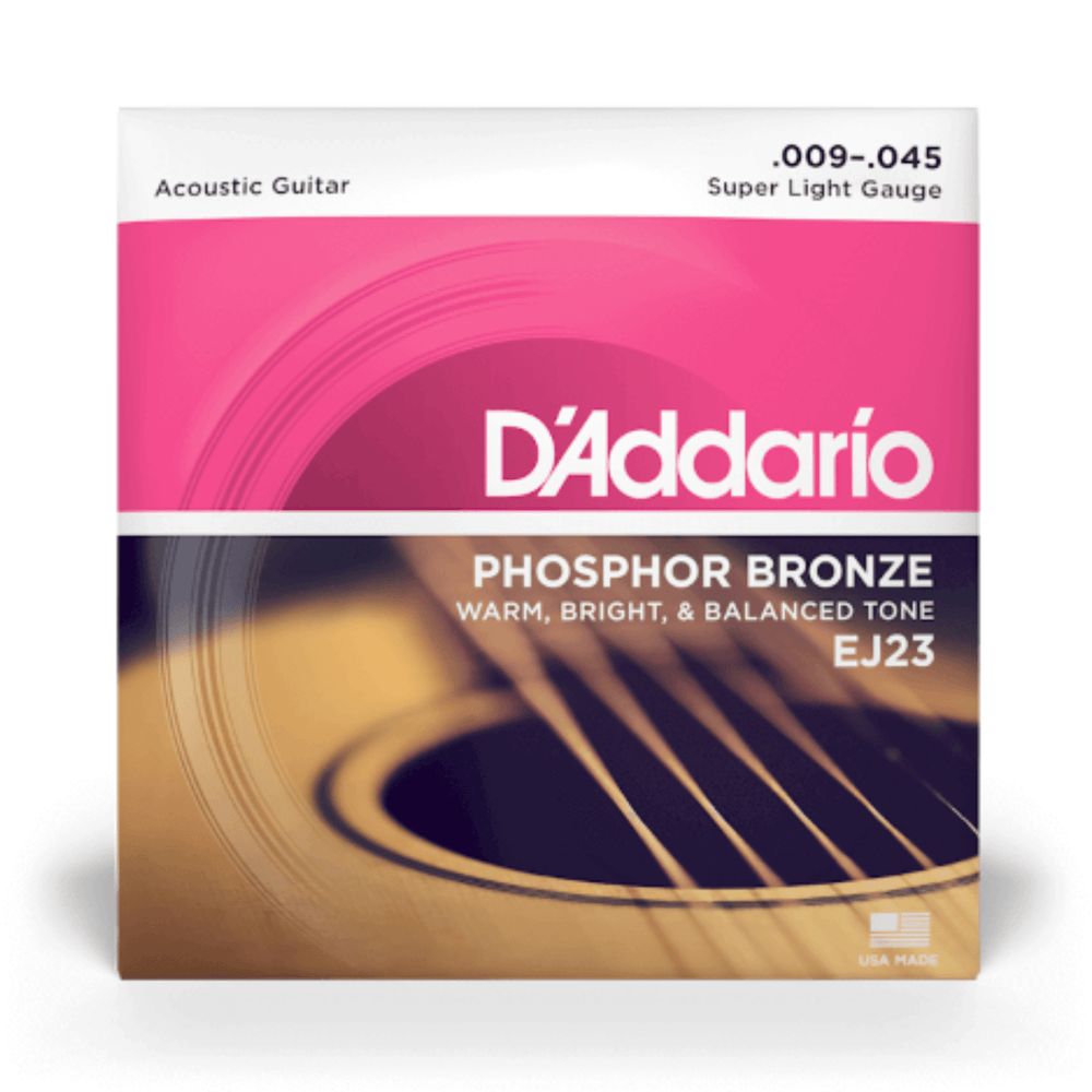 D'Addario EJ23 Acoustic Guitar Strings 9-45 Super Light, Phosphor Bronze