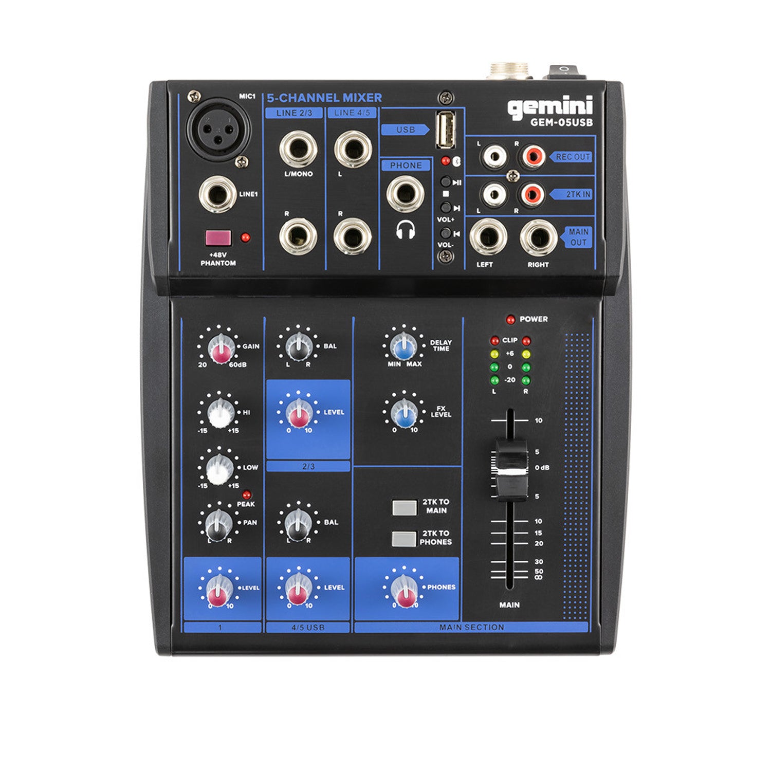 Gemini GEM-05USB Compact 5-Channel Bluetooth Mixer