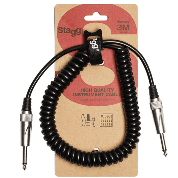 Stagg SGCC3 DL 3m Straight Jack To Straight Coiled Jack Lead