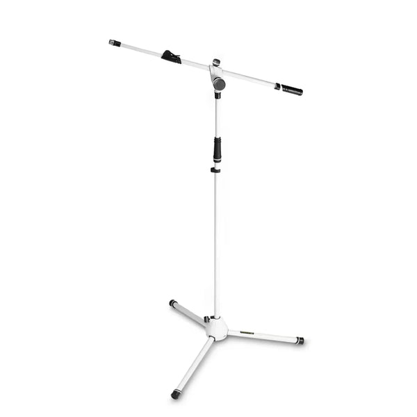Gravity MS 4322 W Microphone Stand with Folding Tripod Base and 2-Point Adjustment Telescoping Boom, White