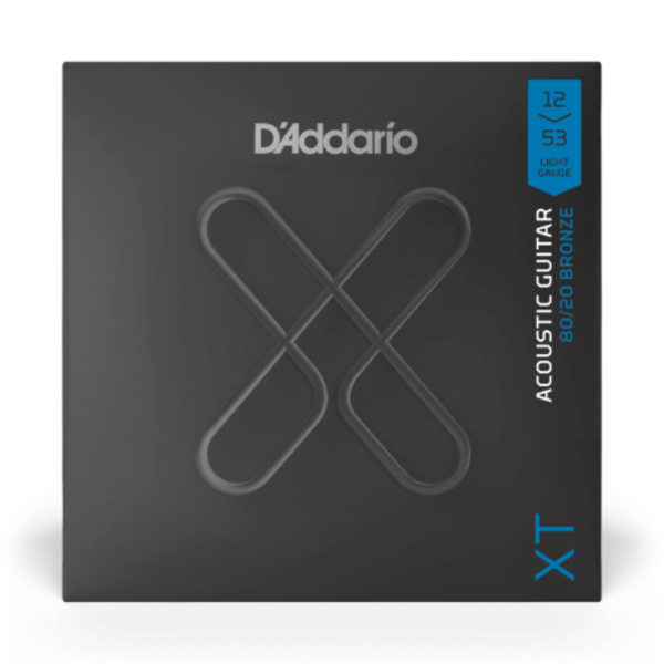 D'Addario XTABR1253 Acoustic XT 80/20 Bronze Guitar Strings, Light, 12-53