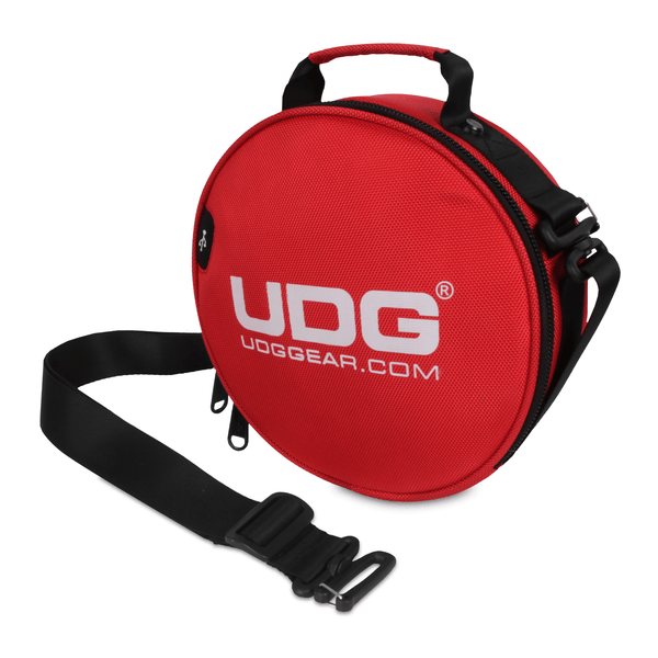 UDG Ultimate DIGI Headphone Bag in red, made from water resistant Ballistic Nylon with foam padding for DJ essentials.