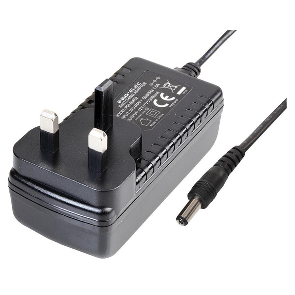 Pro Elec 12V, 3A, 36W, Plug In Power Supply (Level VI), 2.1mm Plug