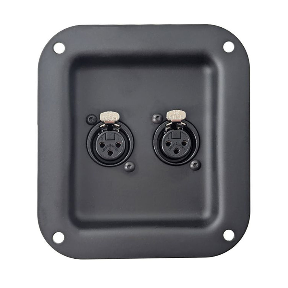 Penn Elcom D0947-K-FX Small Black Recessed Dish with 2 x XLR 3 Pin Female Chassis DLX
