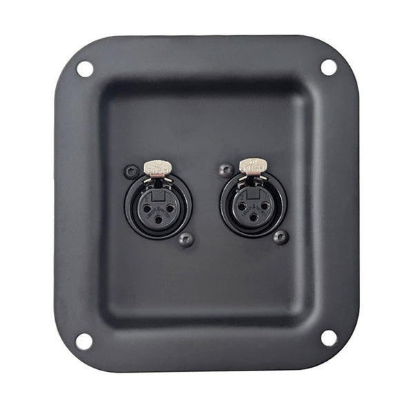 Penn Elcom D0947-K-FX Small Black Recessed Dish with 2 x XLR 3 Pin Female Chassis DLX