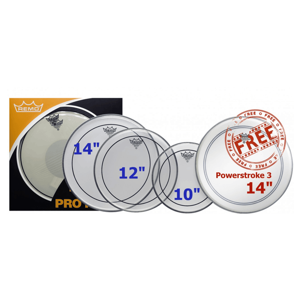 Remo PP-0310-PS Pinstripe Clear Fusion drum head pack with 14 inch Powerstroke snare head