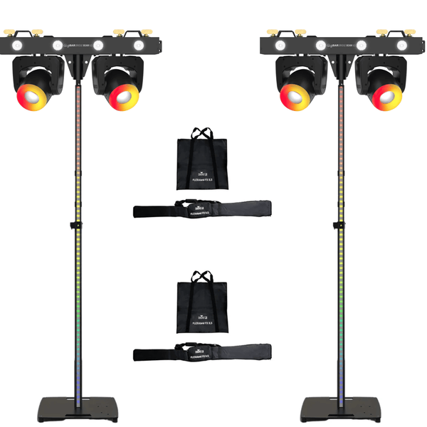 2 x Chauvet DJ FLEXstand FX ILS Black LED Square Base Stand with GigBar Bridge Beam ILS
