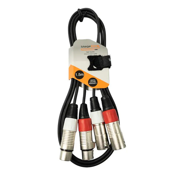 Stagecore 1.5m Twin XLR Male to Twin XLR Female Cable