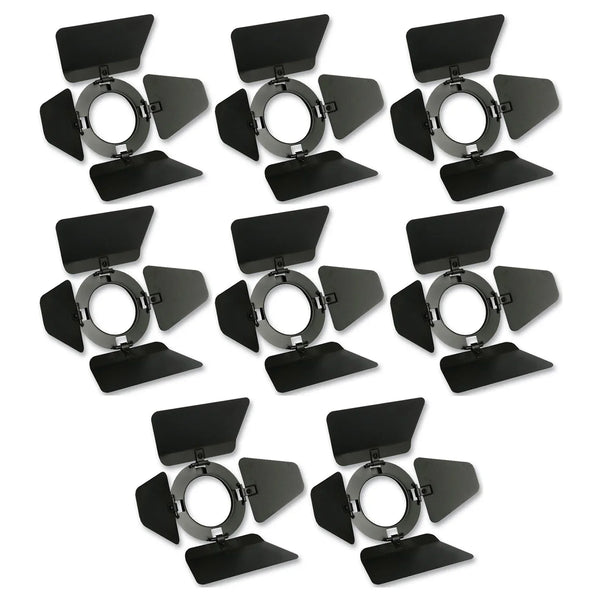 8 x Pulse Black Par 16 Birdie Barn Doors