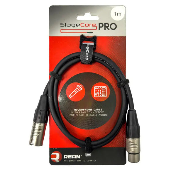 Stagecore Pro 1m Black XLR Microphone Cable with Rean Connectors