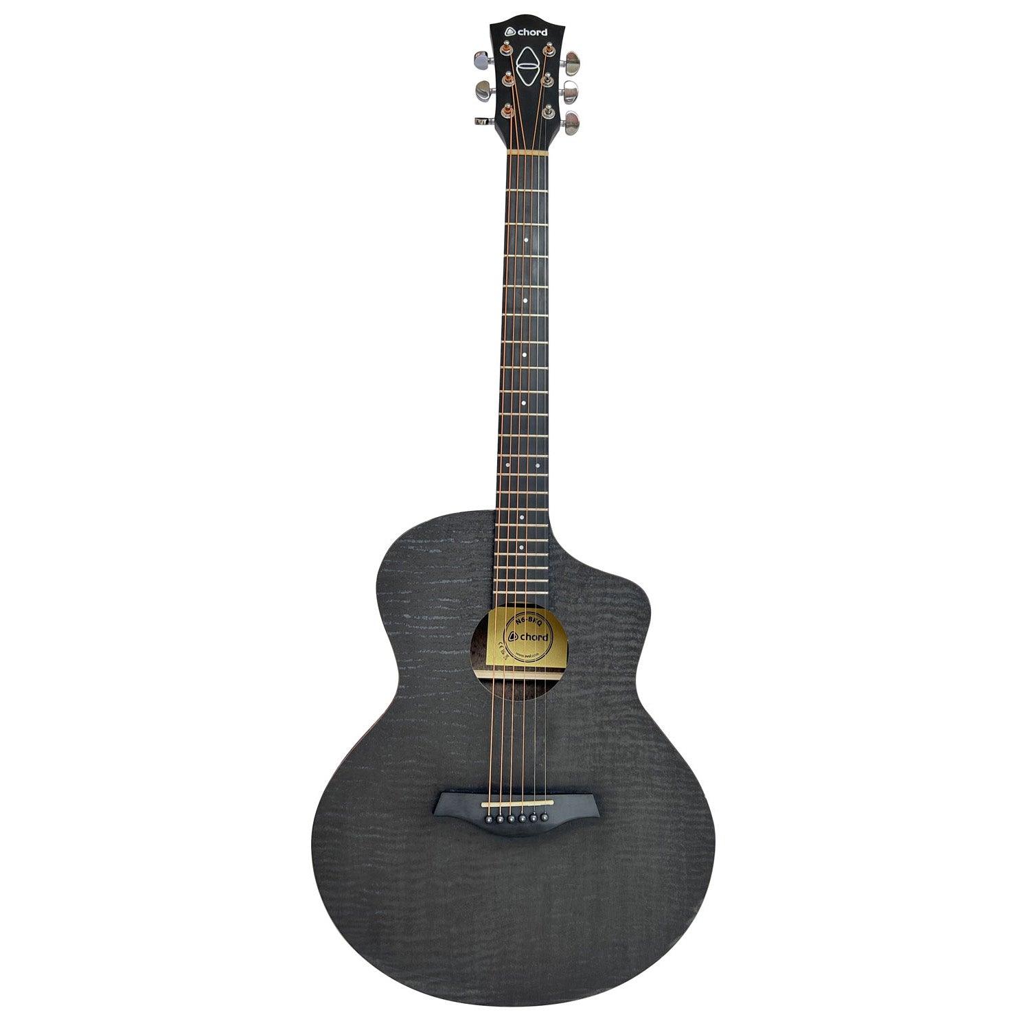 Chord Nomad Electro-Acoustic Guitar Black Quilted Maple - DY Pro Audio