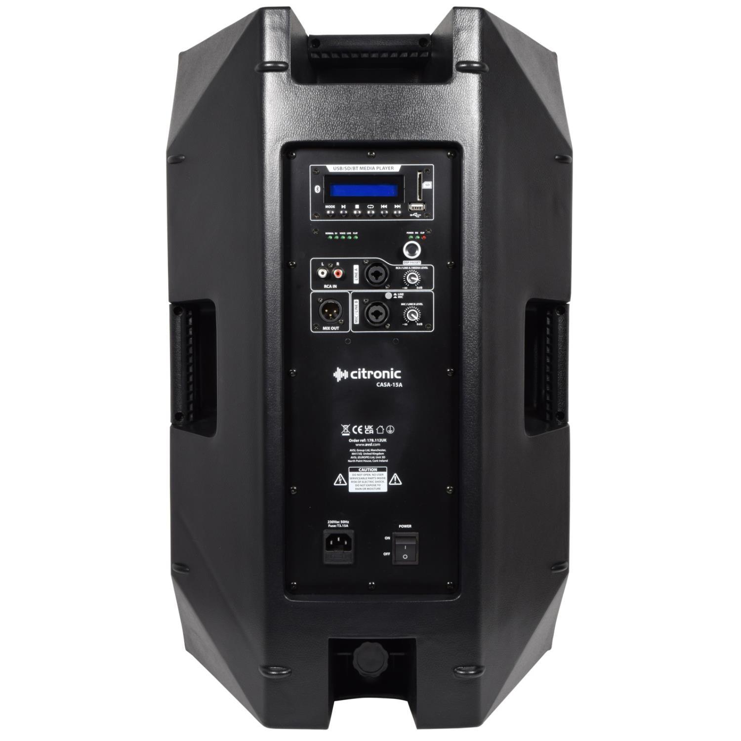 Citronic CASA-15A Active Speakers with CASA-18BA Subwoofer Bundle - DY Pro Audio