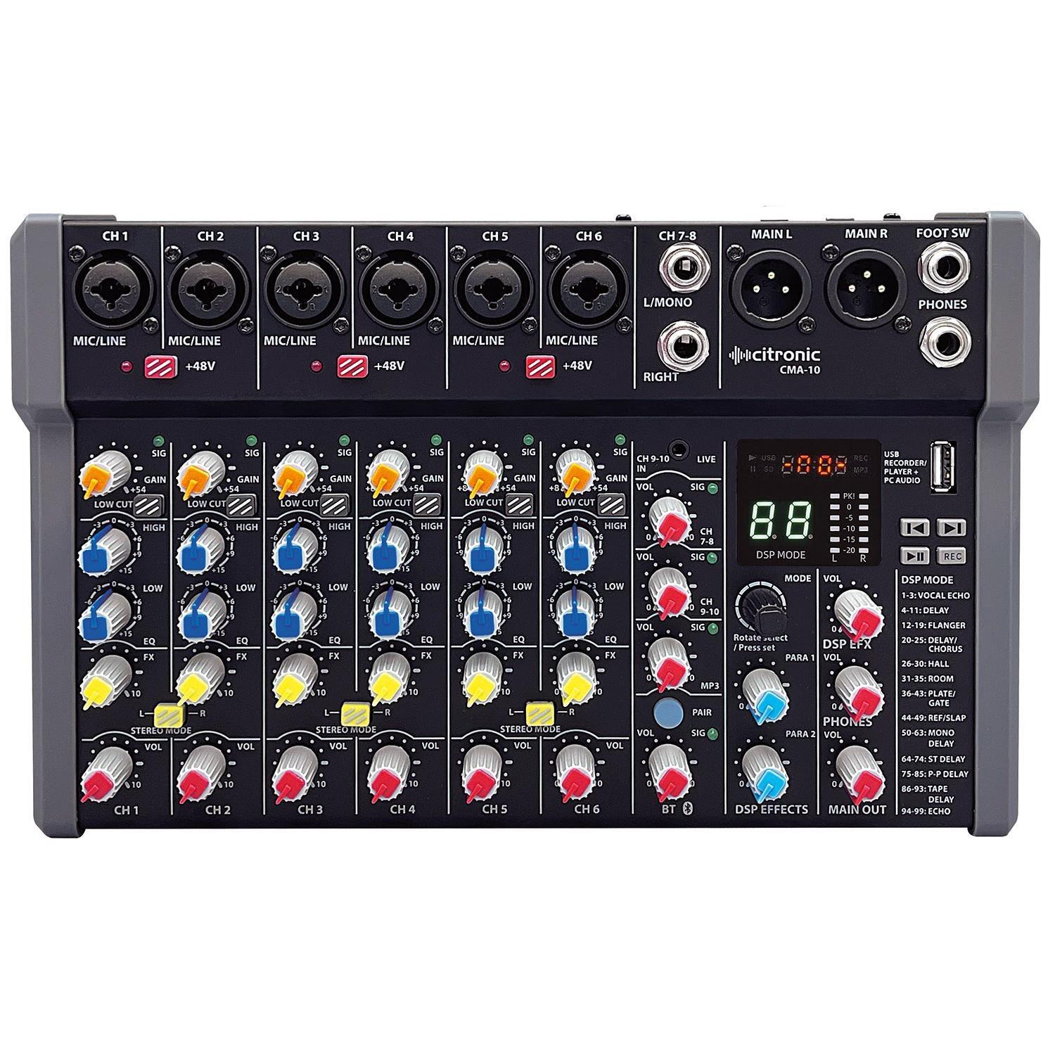 Citronic CMA-10 Compact Mixer with DSP FX and BT/USB - DY Pro Audio