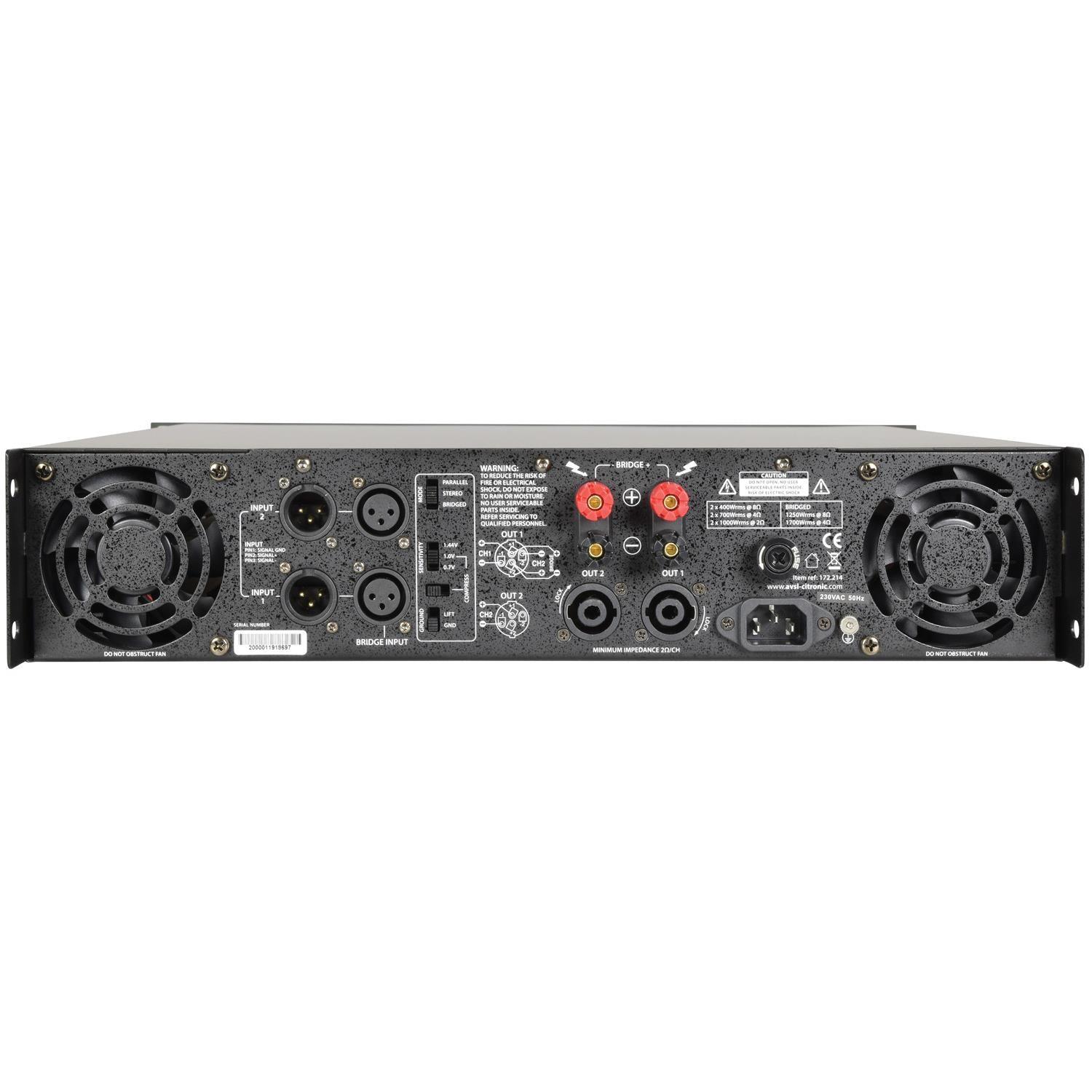 Citronic PLX2000 2 x 700W @ 4 Ohms Power Amplifier - DY Pro Audio