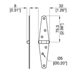 Penn Elcom Small Strap Zinc Hinge with Countersunk Holes
