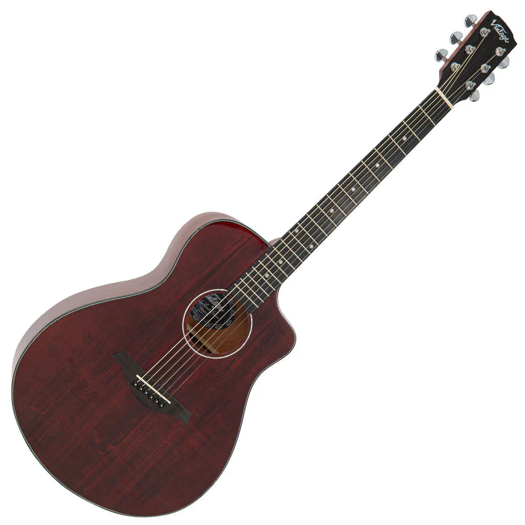 Vintage Pacific Coast Series Acoustic Guitar Claret Red