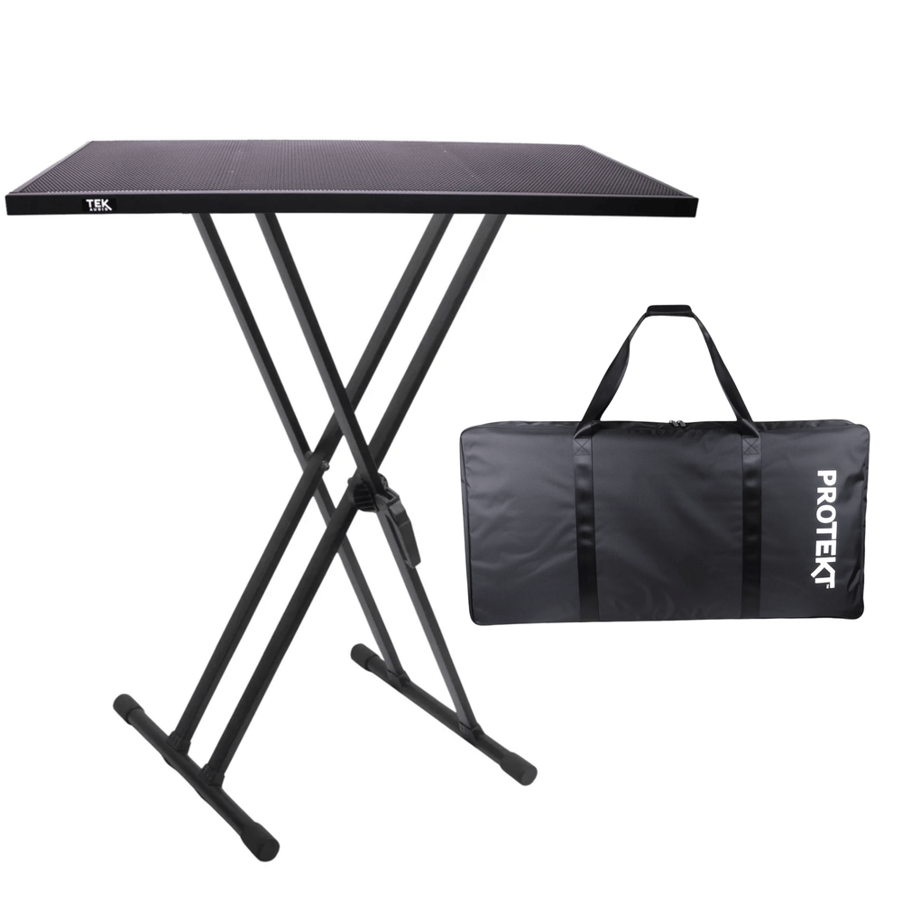 TEK Audio Keyboard Stand with Shelf for DJ Booths - Foldable & Portable