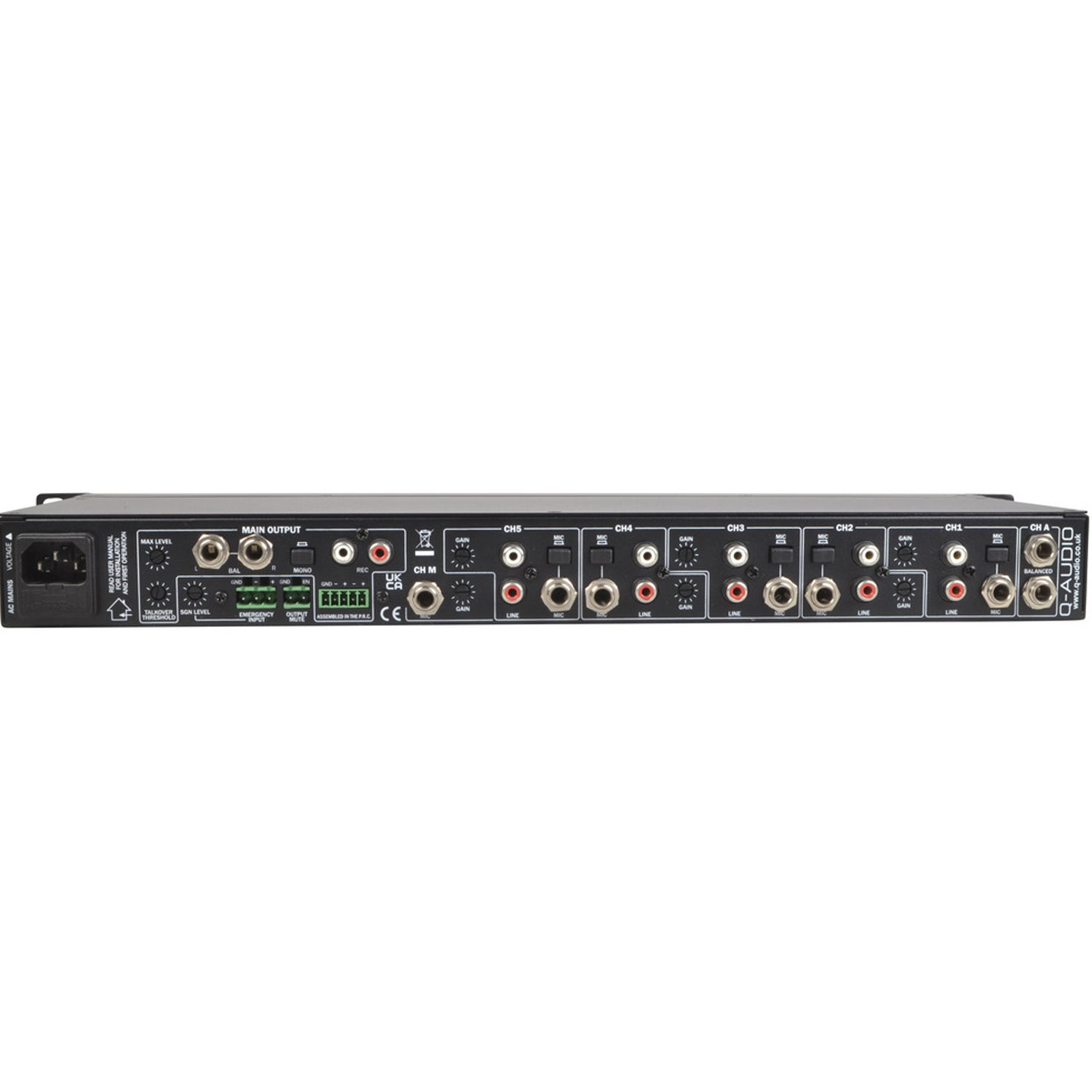 Q-Audio QMIX121 7-Channel Mixer/Preamp with Microphone Talk Over