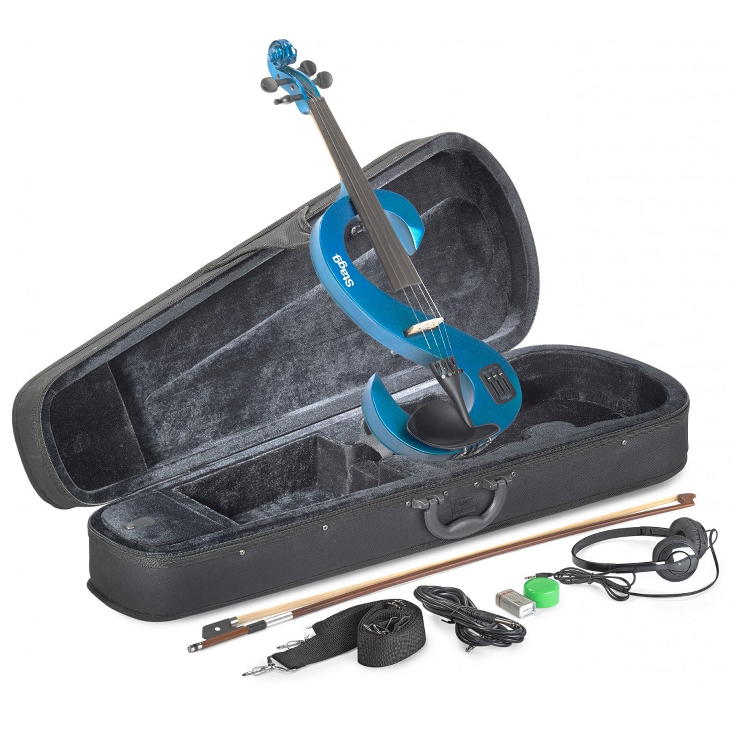 Stagg EVN 4/4 MML Metalic Blue 4/4 Electric Violin Set with Softcase and Headphones