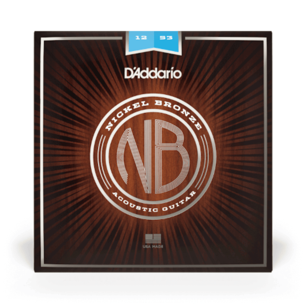 D'Addario NB1253 Nickel Bronze Acoustic Guitar Strings, Light, 12-53