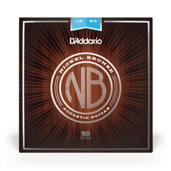 D'Addario NB1253 Nickel Bronze Acoustic Guitar Strings, Light, 12-53