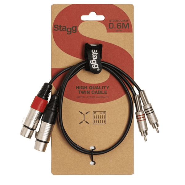 Stagg STC060CMXF 2x RCA Male to 2x XLR Female Twin 60cm Cable