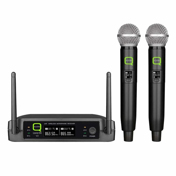 Q-Audio QWM11 V2 Dual UHF Wireless handheld Microphone System (863.7 - 864.9MHz)